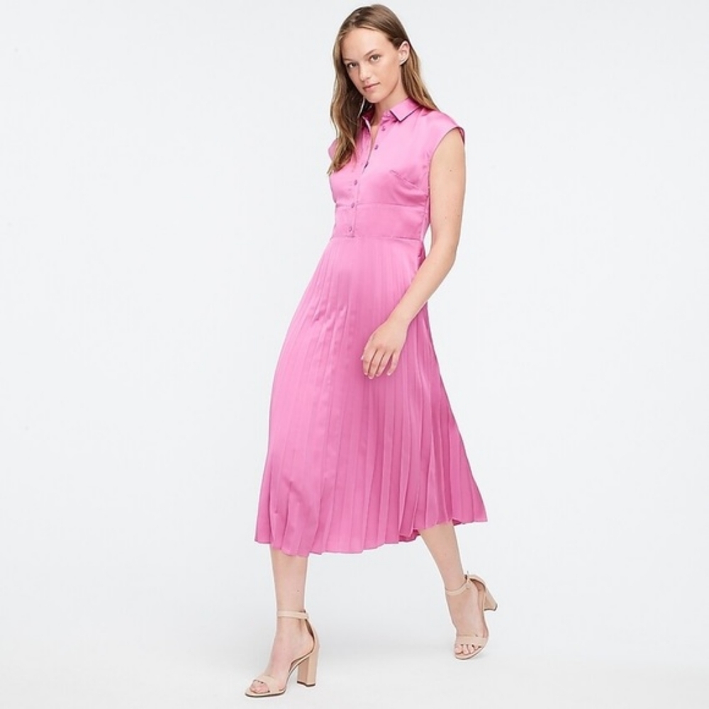 J.Crew pink midi shirtdress with pleated skirt 00P